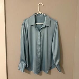 Daily Drills Sky Blue long Sleeve Blouse
